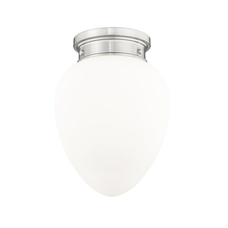Z-Lite Gideon Flush Mount, 1-Light, 10 In.W x 13.5 In.H, Brushed Nickel/Etched Opal 1945F9-BN